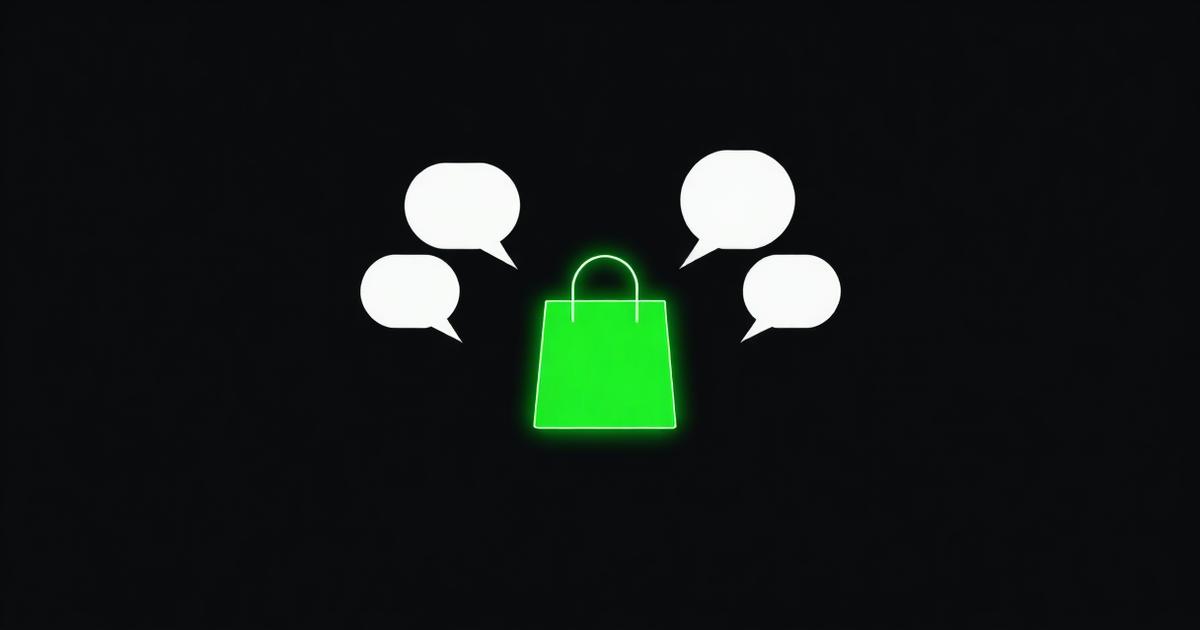 Chat bubbles around a glowing shopping bag